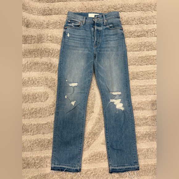 MOTHER High Waisted Hiker Hover Undone Denim On My Knees Jeans🔥 - Picture 10 of 16